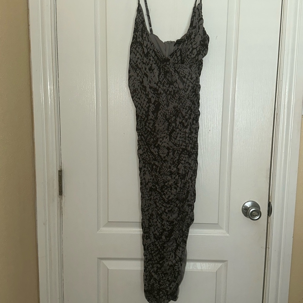 Snake skin mid dress with low slit